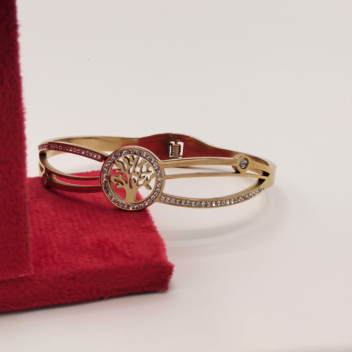Stainless Steel Tree of Life Gold Cuff Openable Bracelet GD_ BR 018