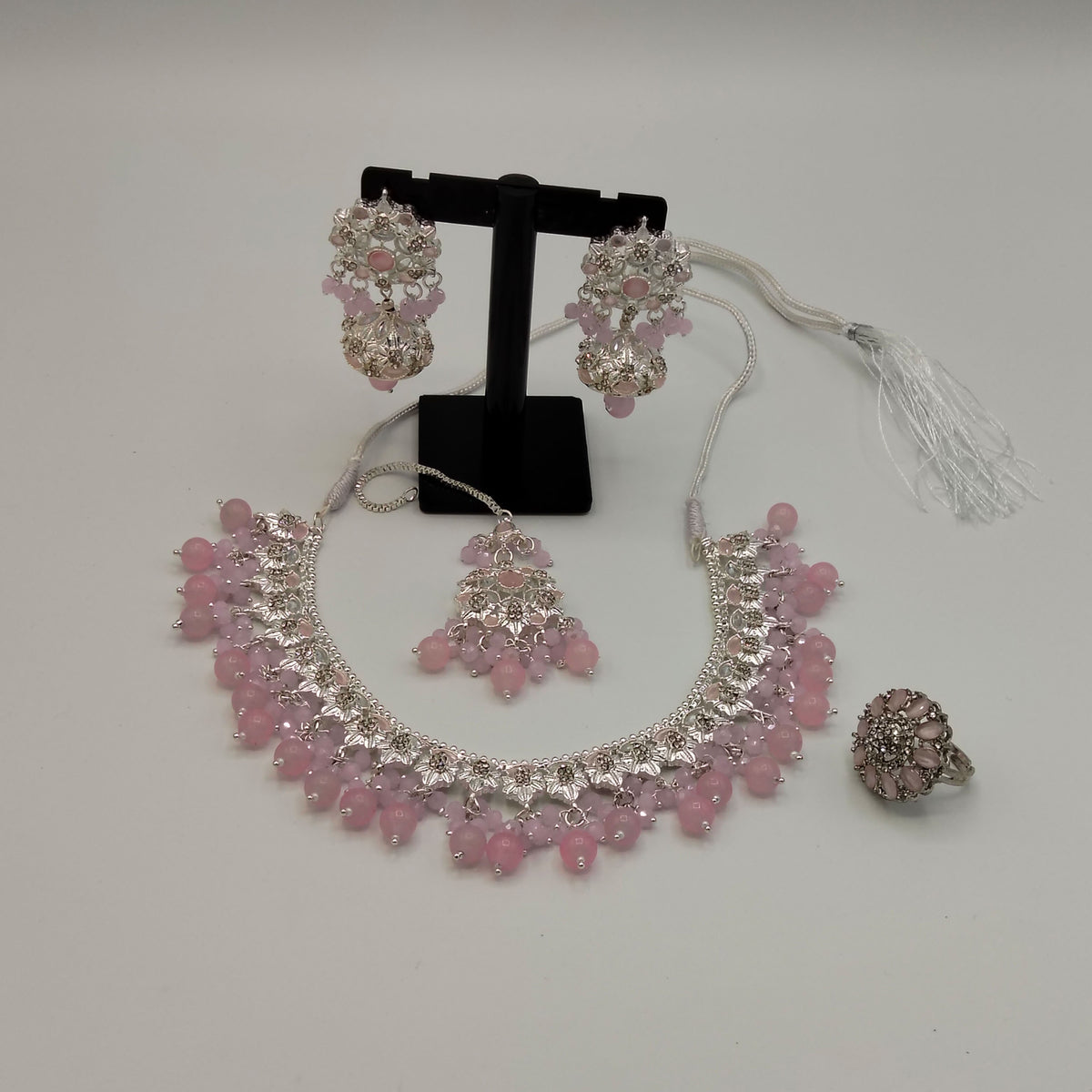 Gujrati Lightweight Silver Polish Necklace Set_ NK 027