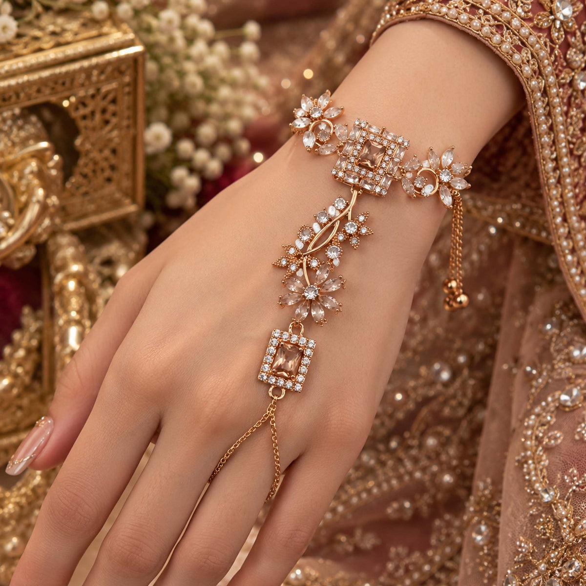 Regal Champagne Floral Zircon Angla GD_ AN 002