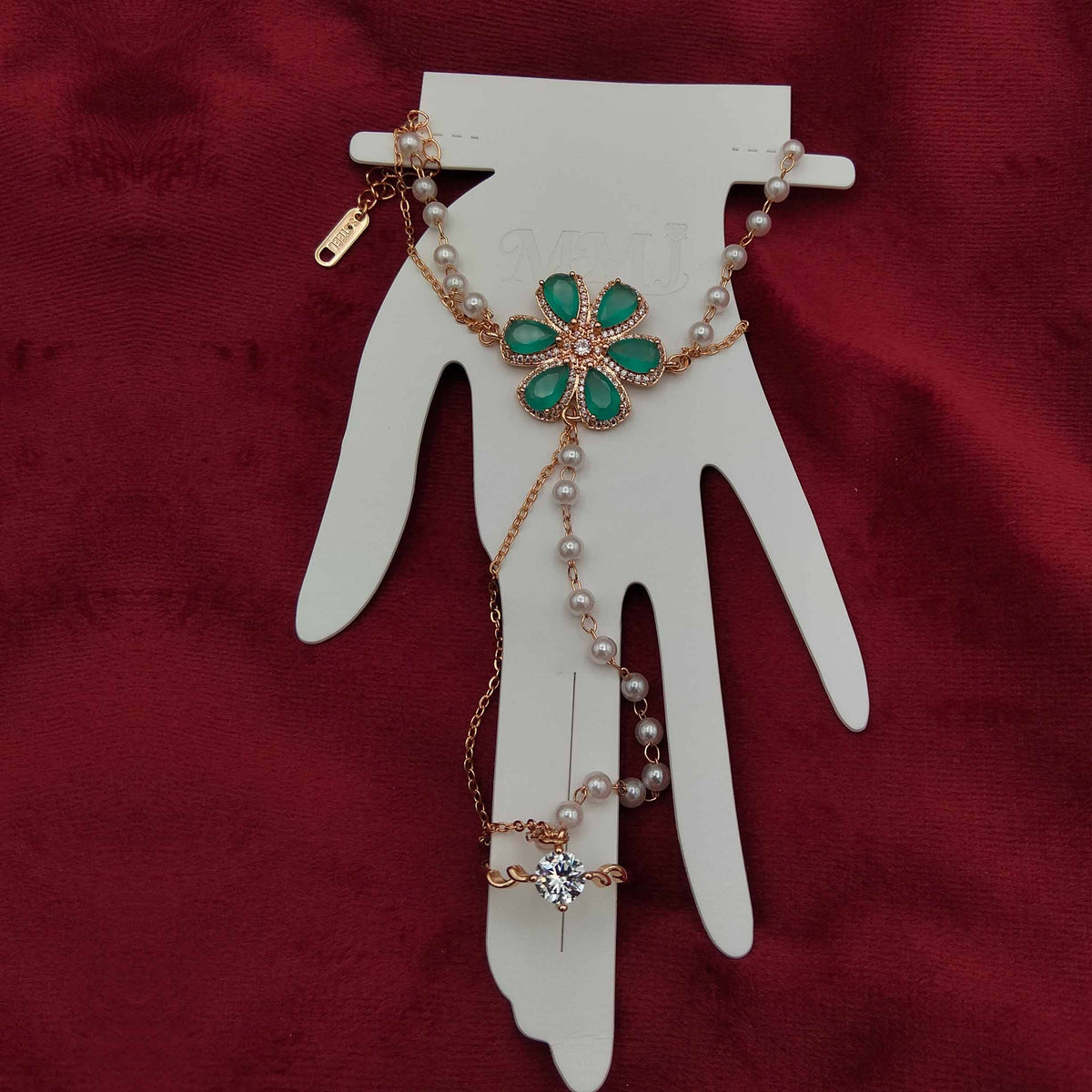 Regal Mint Floral Pearl Hand Harness Angla GD_ AN 005