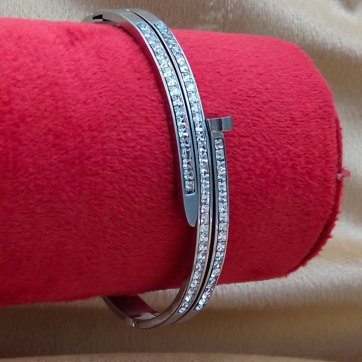  Regal Stainless Steel Pave Cuff Adjustable Bracelet GD_ BR 001