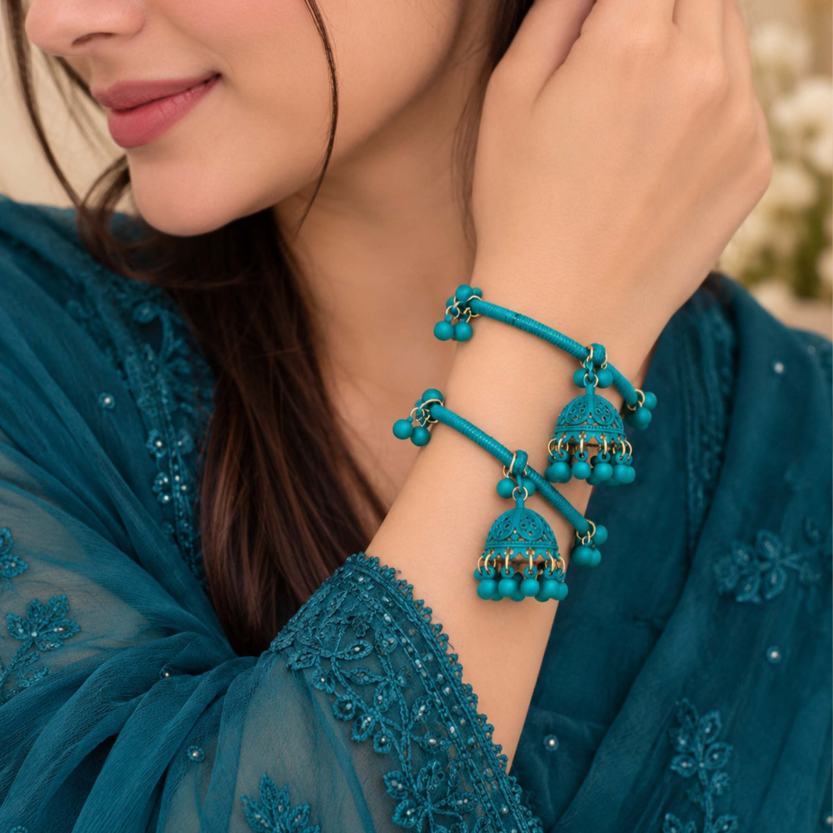 Regal Teal Ghungroo Bangles GD_ BGL 002