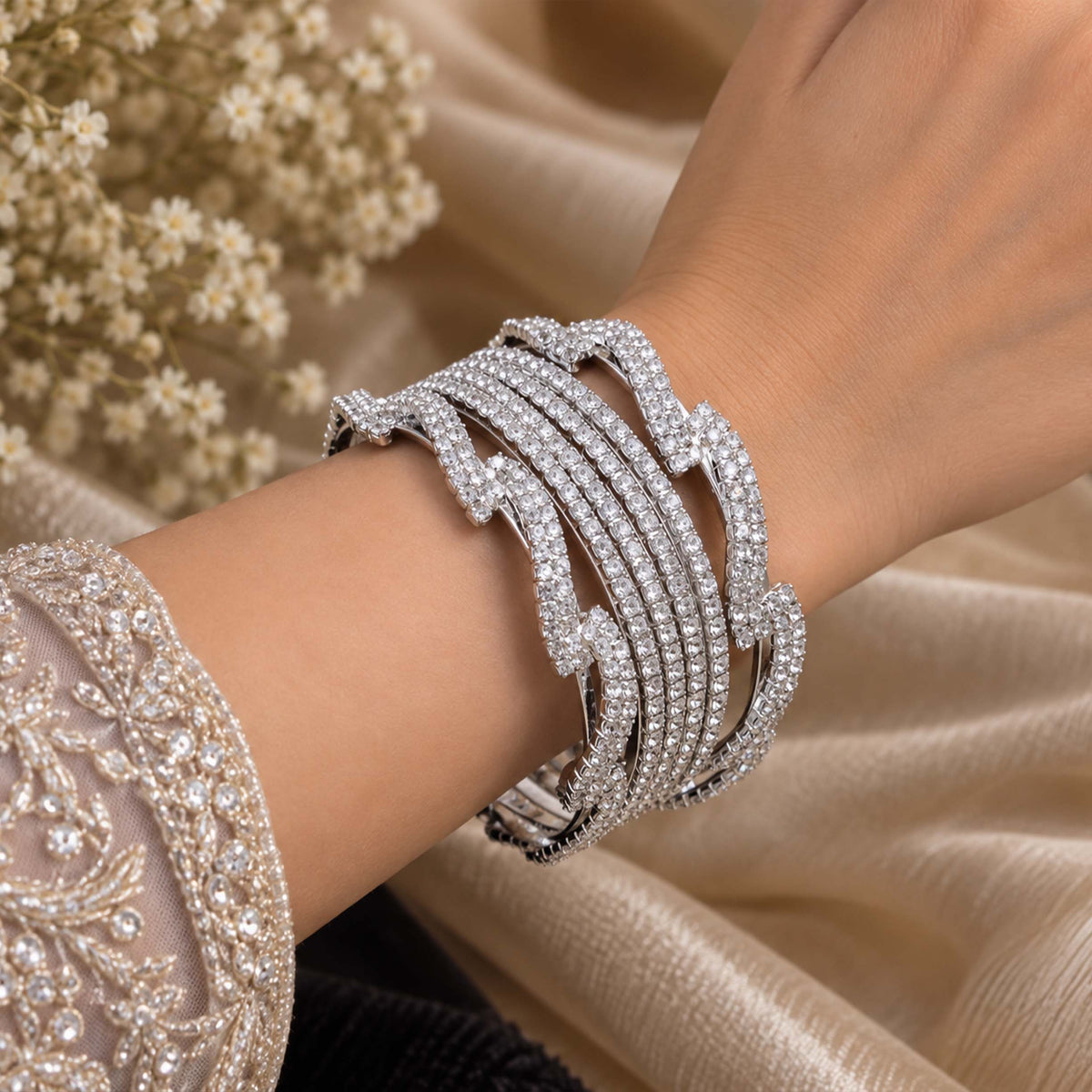 Victorian Wave Stone Bangles GD_ BGL 009