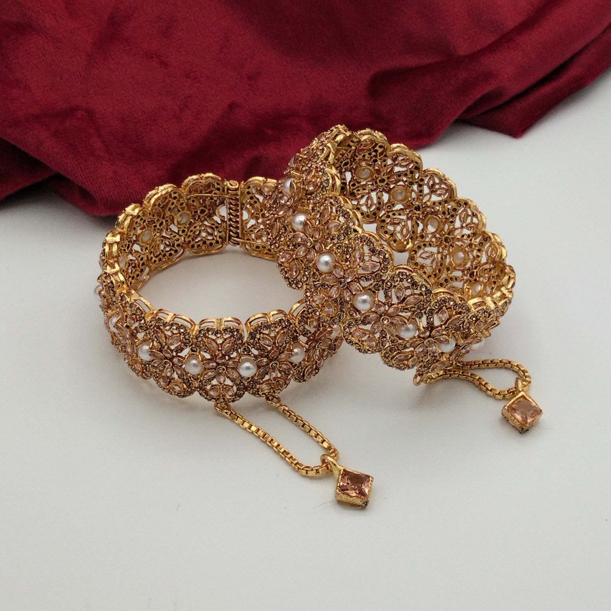 Victorian Zircon Floral Openable Bangles GD_ BGL 010