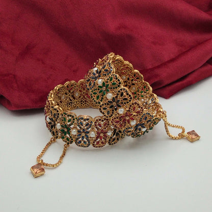 Victorian Zircon Floral Openable Bangles GD_ BGL 010
