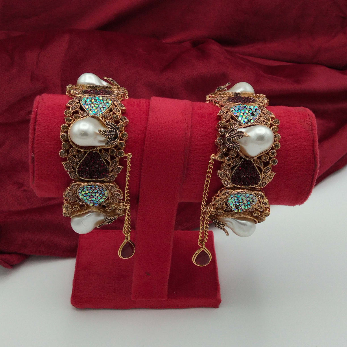 Turkish Antique Gold Multi-Color Gemstone Kangans GD_ BGL 011