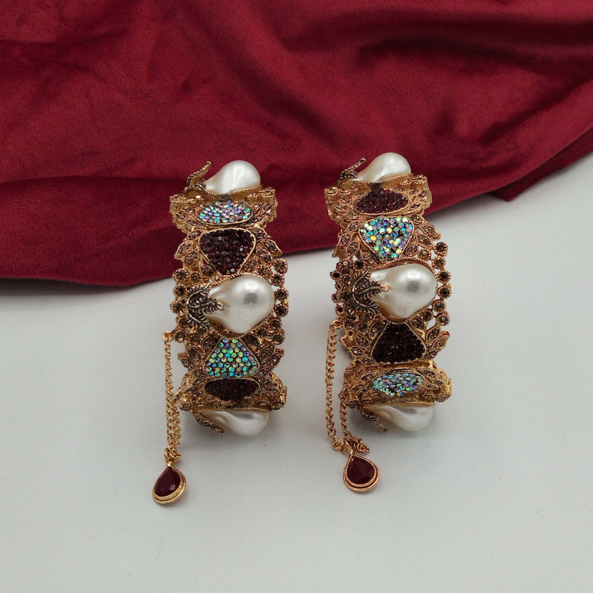 Turkish Antique Gold Multi-Color Gemstone Kangans GD_ BGL 011