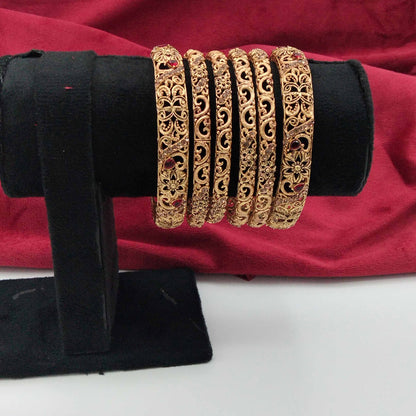 Royal Antique Gold Cutwork Lightweight Bangle set GD_ BGL 014