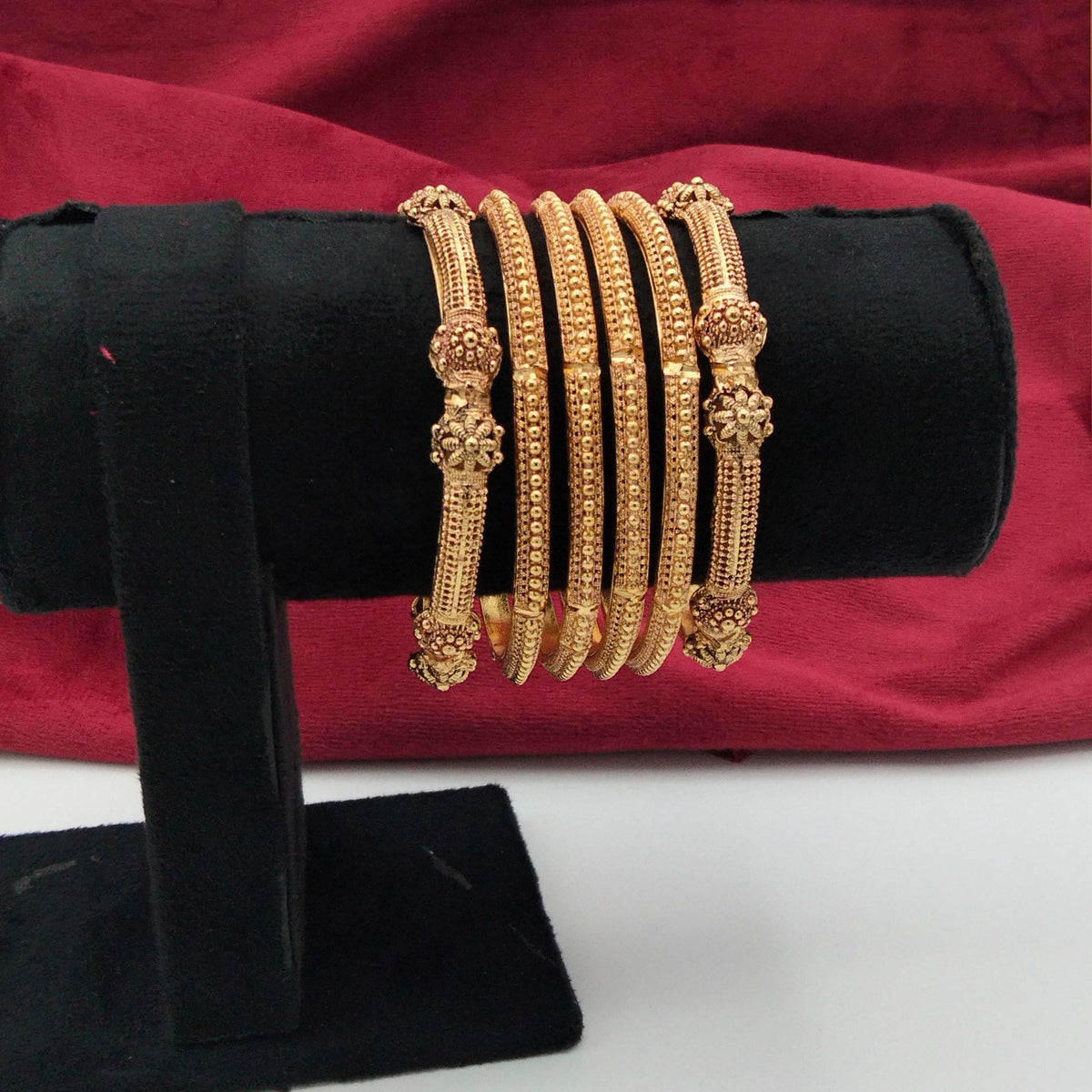  Rajasthani Lightweight Antique Gold Granulated Bangle Set GD_ BGL 015
