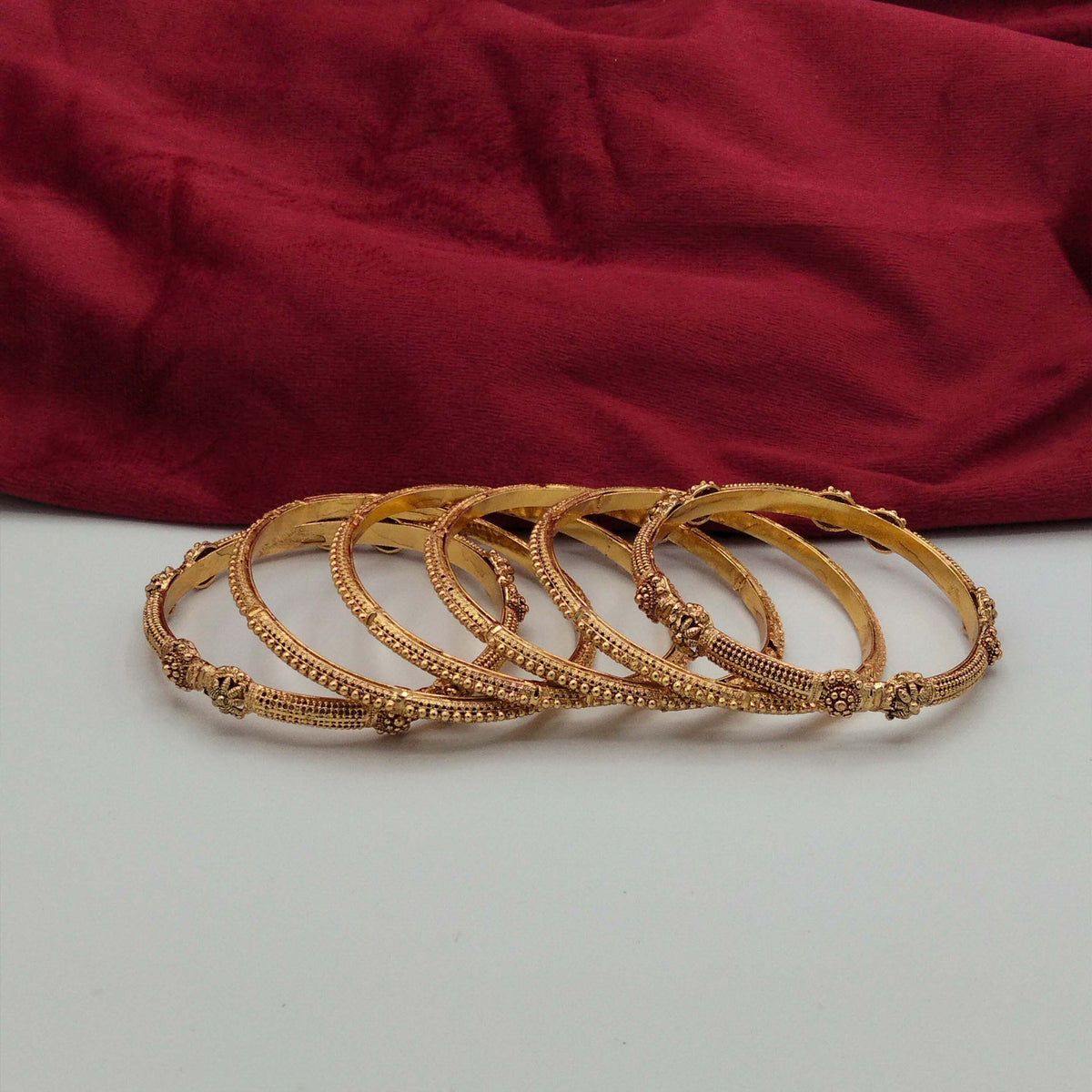  Rajasthani Lightweight Antique Gold Granulated Bangle Set GD_ BGL 015