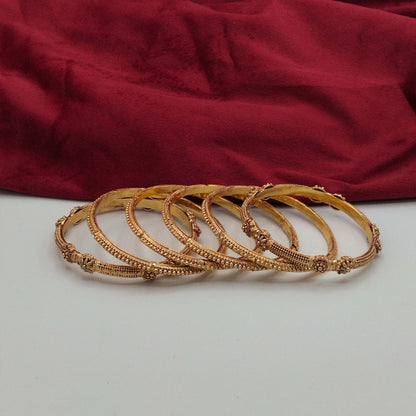  Rajasthani Lightweight Antique Gold Granulated Bangle Set GD_ BGL 015