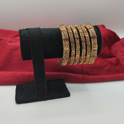 Rajasthani Lightweight Gold Finish Filigree Bangle Set GD_ BGL 017