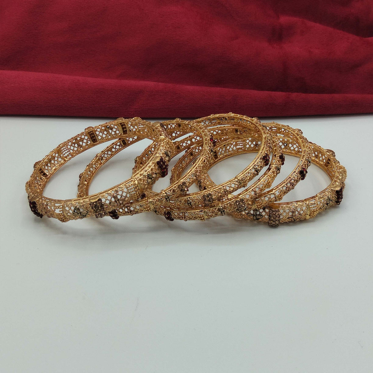 Rajasthani Lightweight Gold Finish Filigree Bangle Set GD_ BGL 017