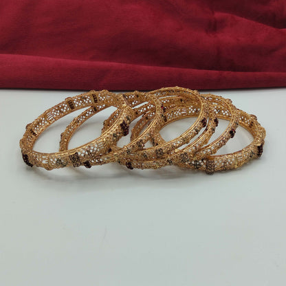 Rajasthani Lightweight Gold Finish Filigree Bangle Set GD_ BGL 017
