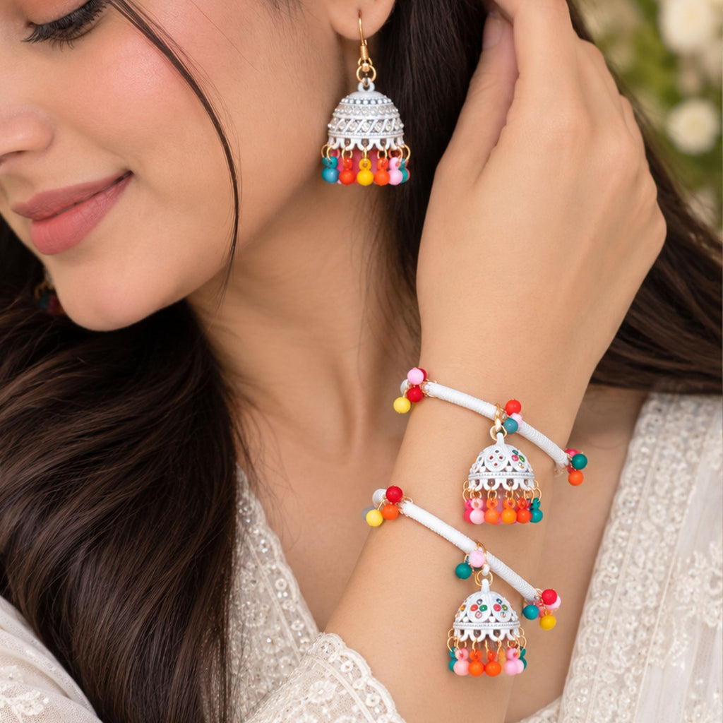 Victorian Festive Bead Bangle With Matching Jhumka GD_ BGL 001