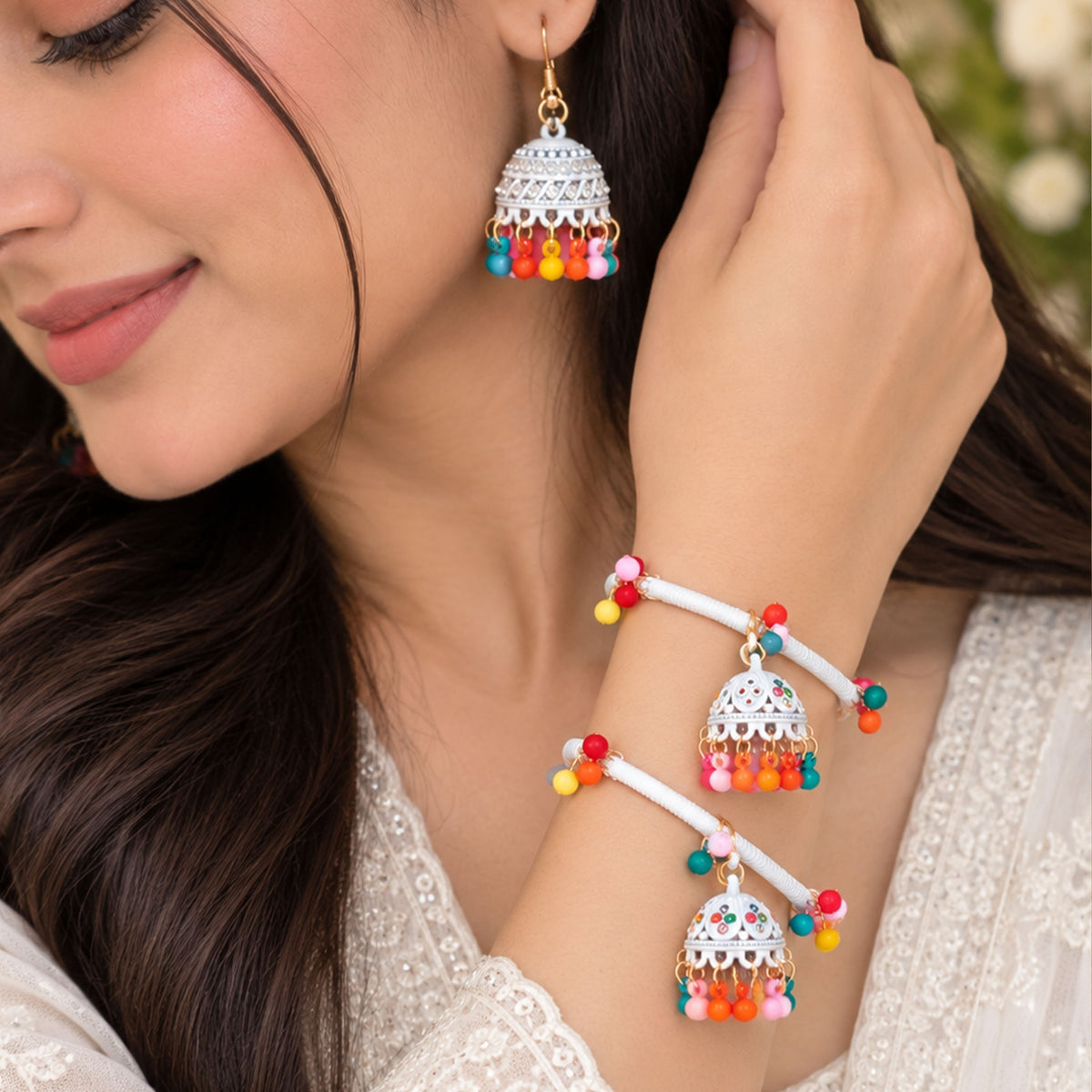 Victorian Festive Bead Bangle With Matching Jhumka GD_ BGL 001