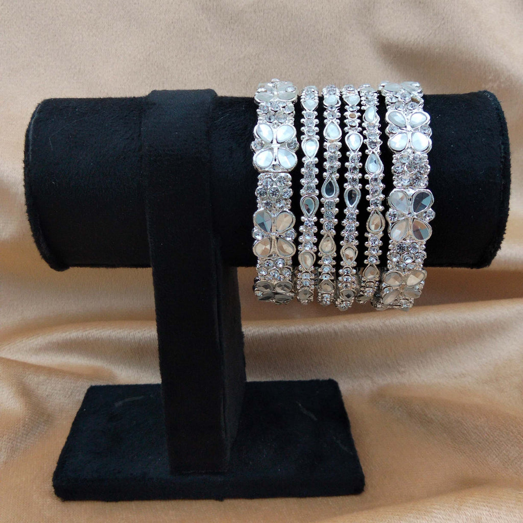 Victorian Silver Floral Kundan Bangles SL_ BGL 003