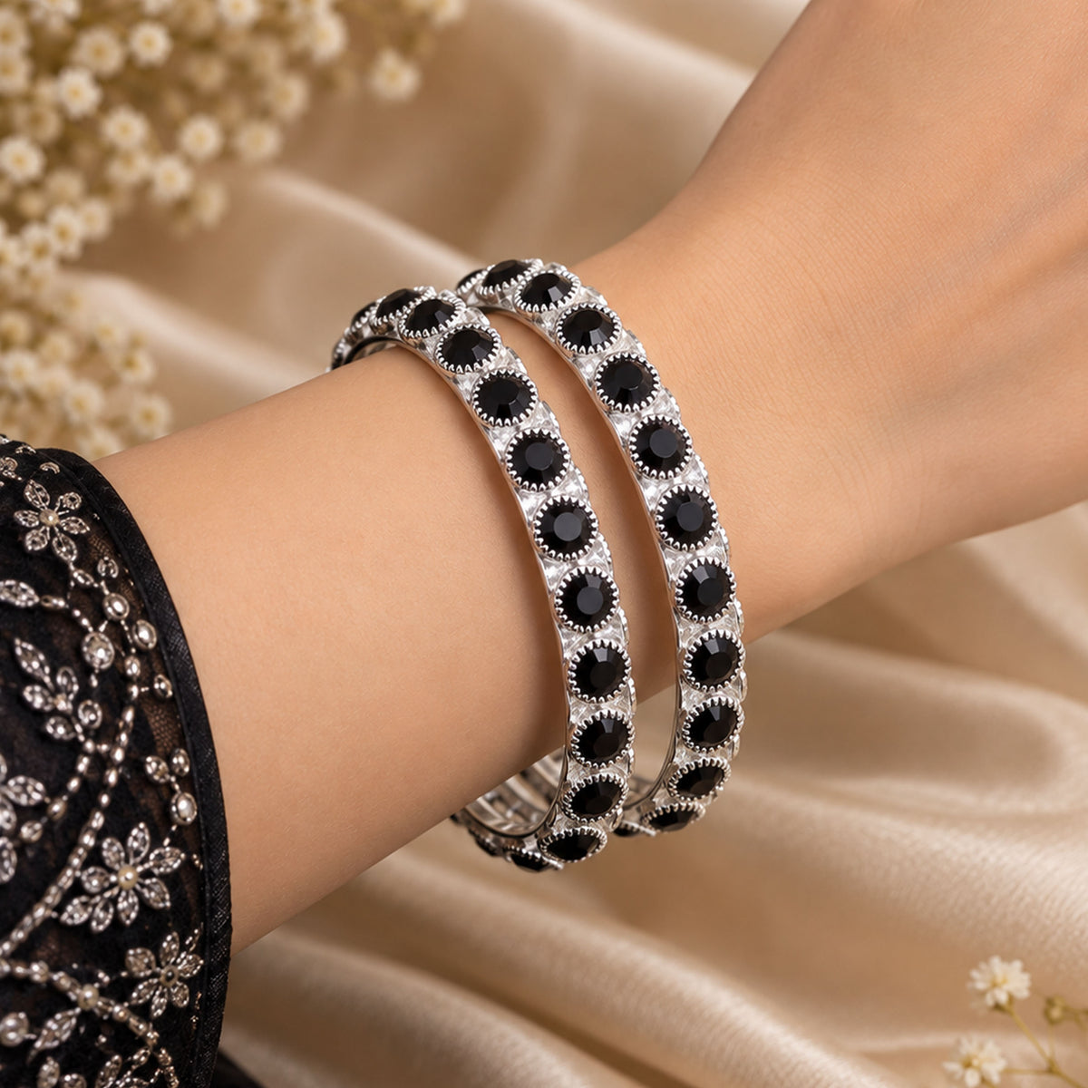 Victorian Onyx Crown Bangles SL_ BGL 007