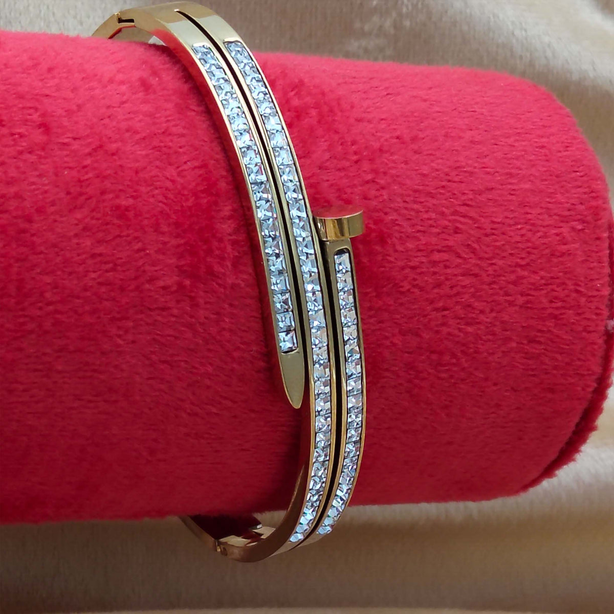  Regal Stainless Steel Pave Cuff Adjustable Bracelet GD_ BR 001