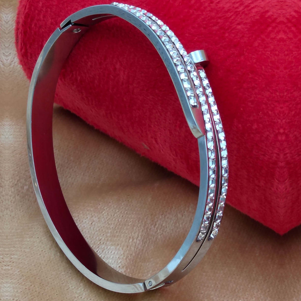  Regal Stainless Steel Pave Cuff Adjustable Bracelet GD_ BR 001