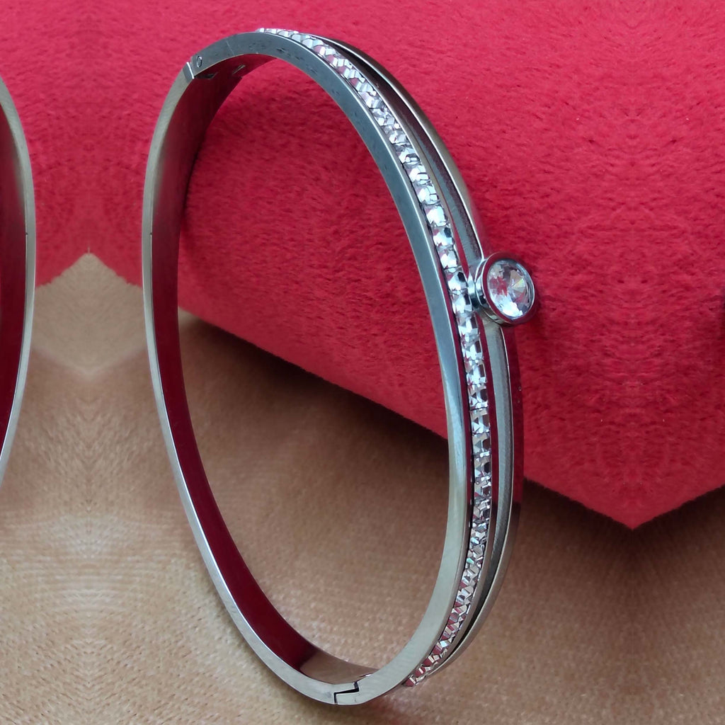 Stainless Steel Solitaire Dual Band Adjustable Bracelet SL_ BR 003