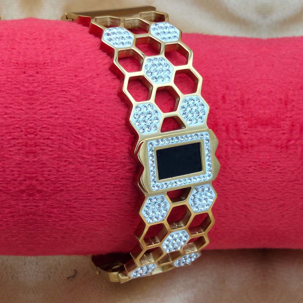 Honeycomb Stainless Steel Cuff Adjustable Bracelet GD_ BR 006