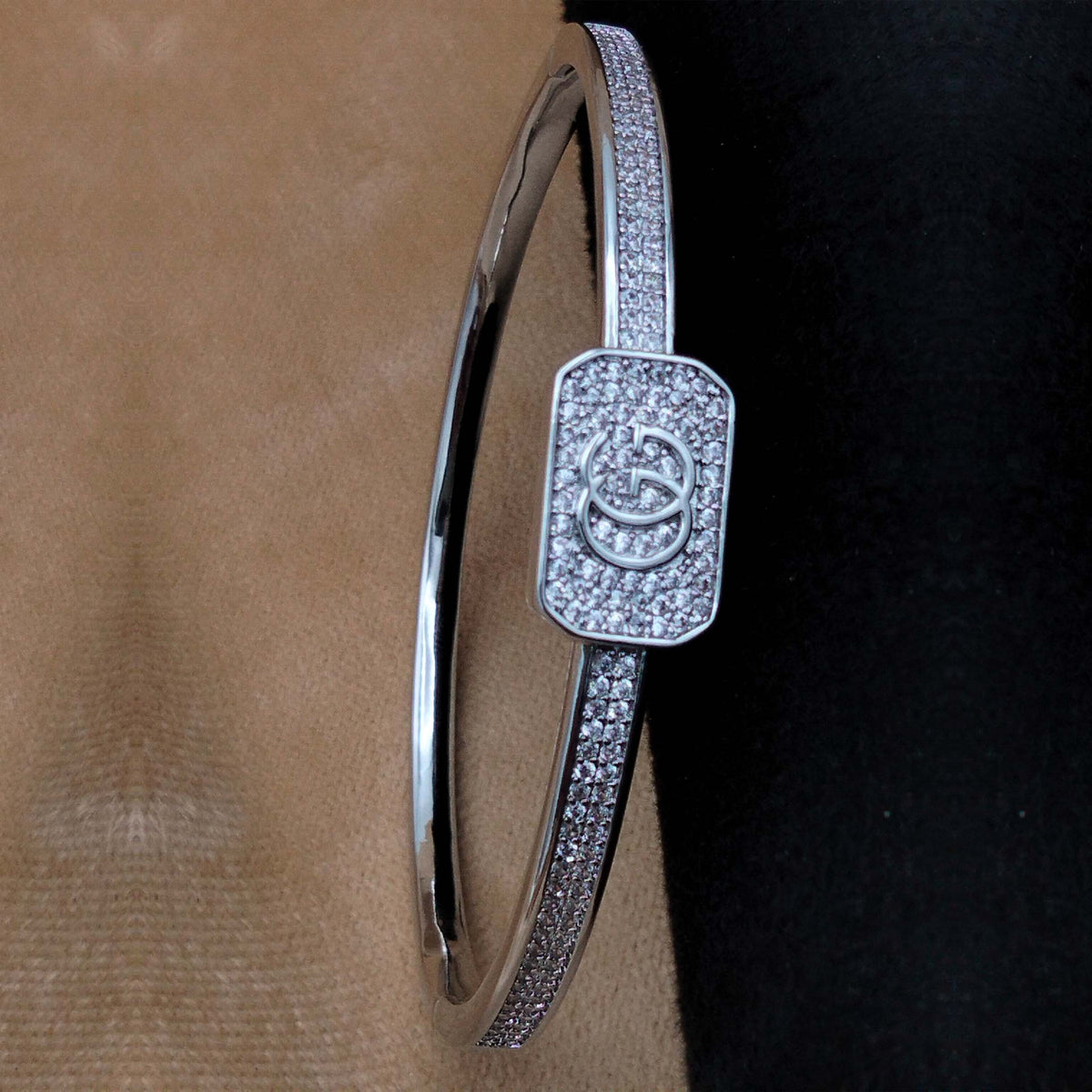 Interlocking Logo Pave Cuff Adjustable Bracelet SL_ BR 007