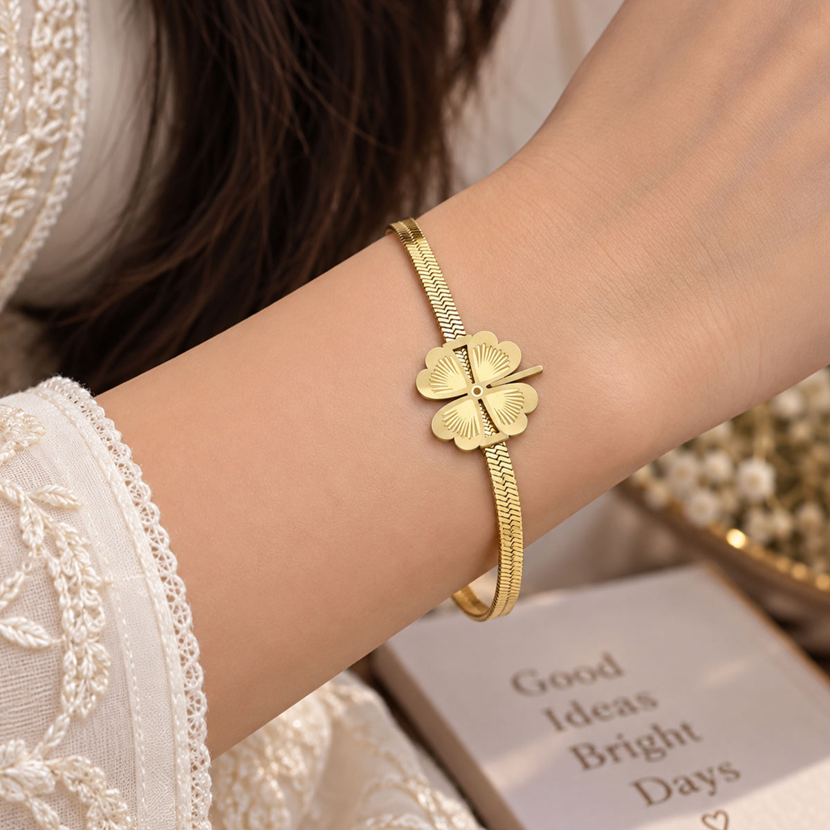 Empress Clover Charm Chain Adjustable Bracelet SL_ BR 008