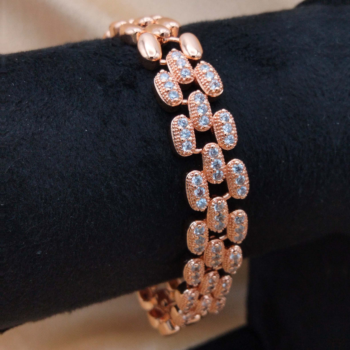 Regal Gold Multi-Row Pave Mesh Adjustable Bracelet GD_ BR 009