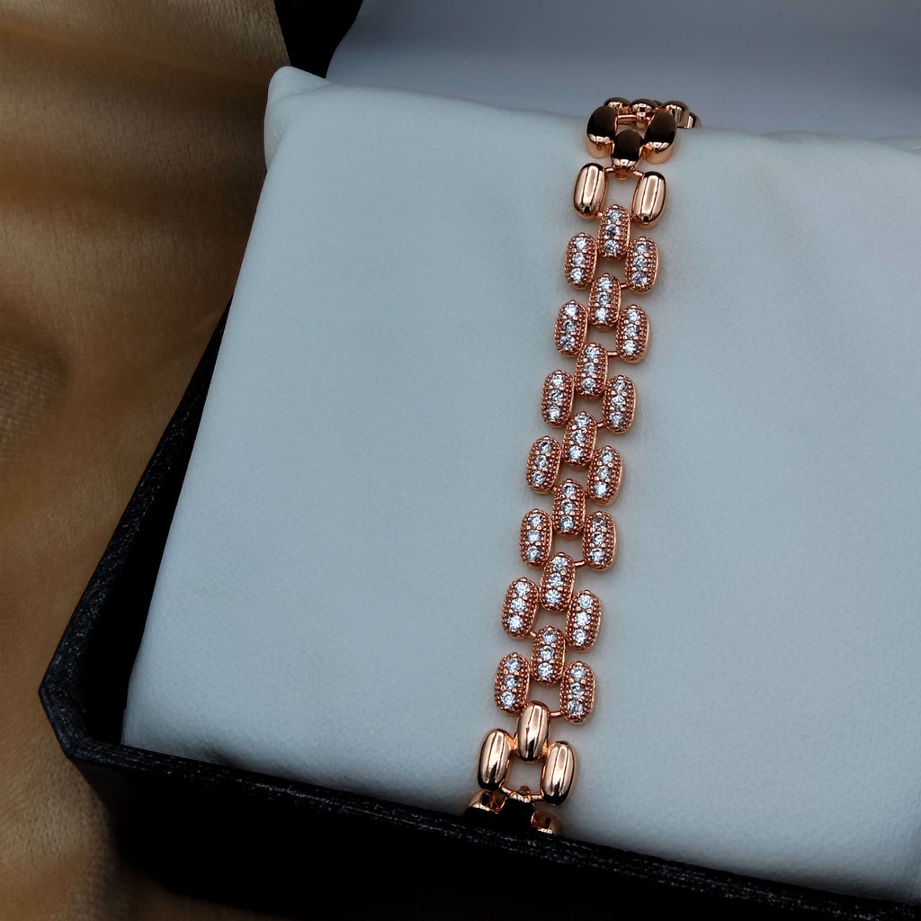 Regal Gold Multi-Row Pave Mesh Adjustable Bracelet GD_ BR 009