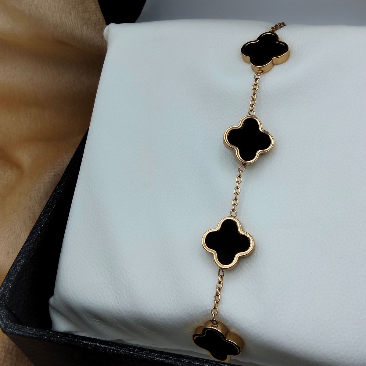  Black Clover Multi-Motif Stainless Steel  Adjustable Bracelet GD_ BR 012