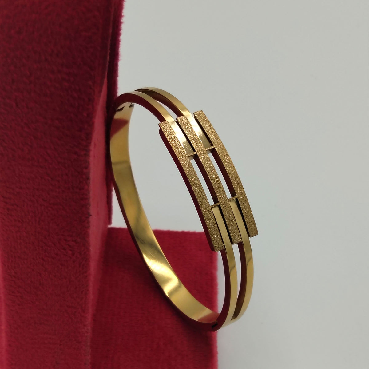   Frosted Gold Cuff Stainless Steel Bracelet GD_ BR 015