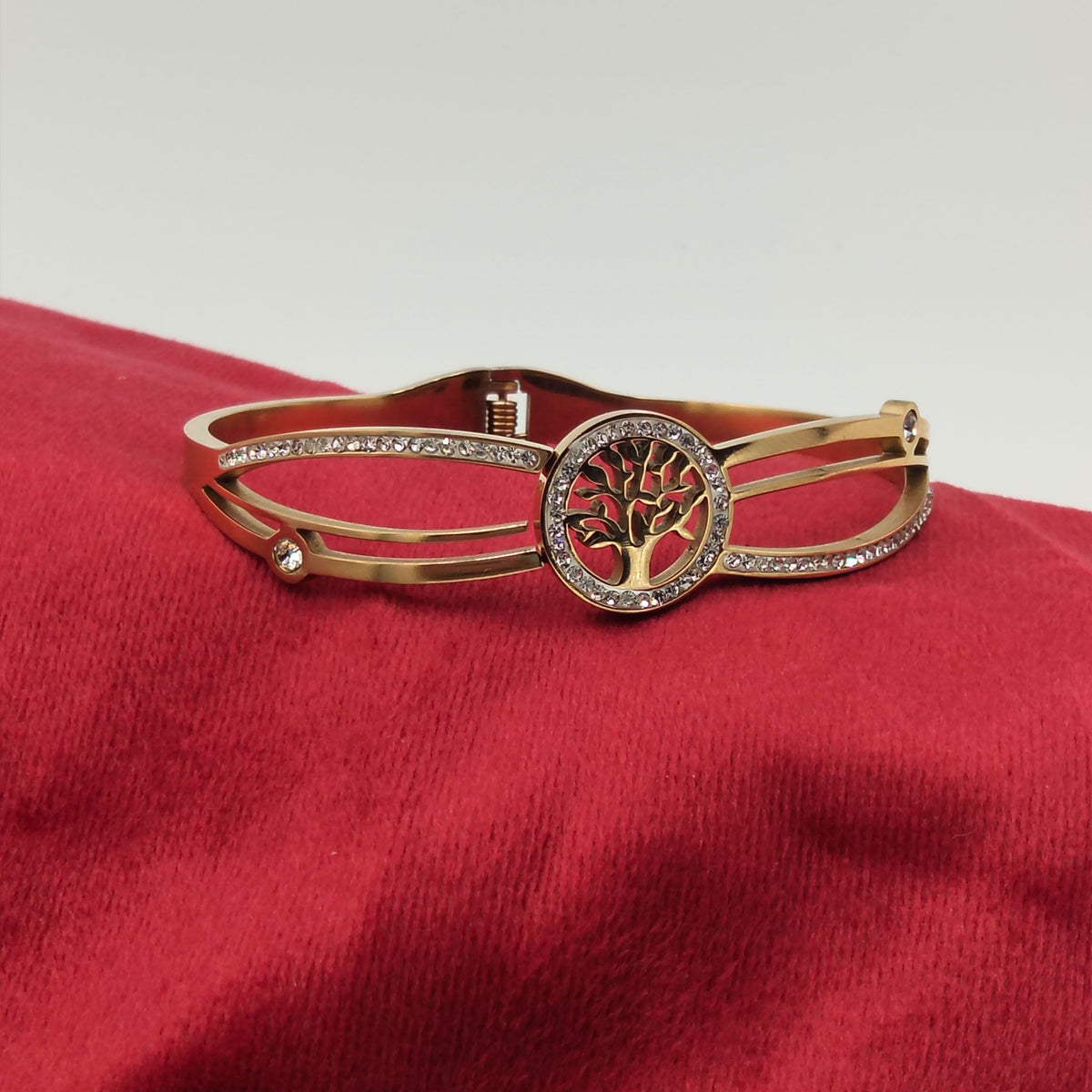 Stainless Steel Tree of Life Gold Cuff Openable Bracelet  GD_ BR 018