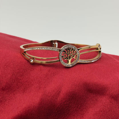Stainless Steel Tree of Life Gold Cuff Openable Bracelet  GD_ BR 018