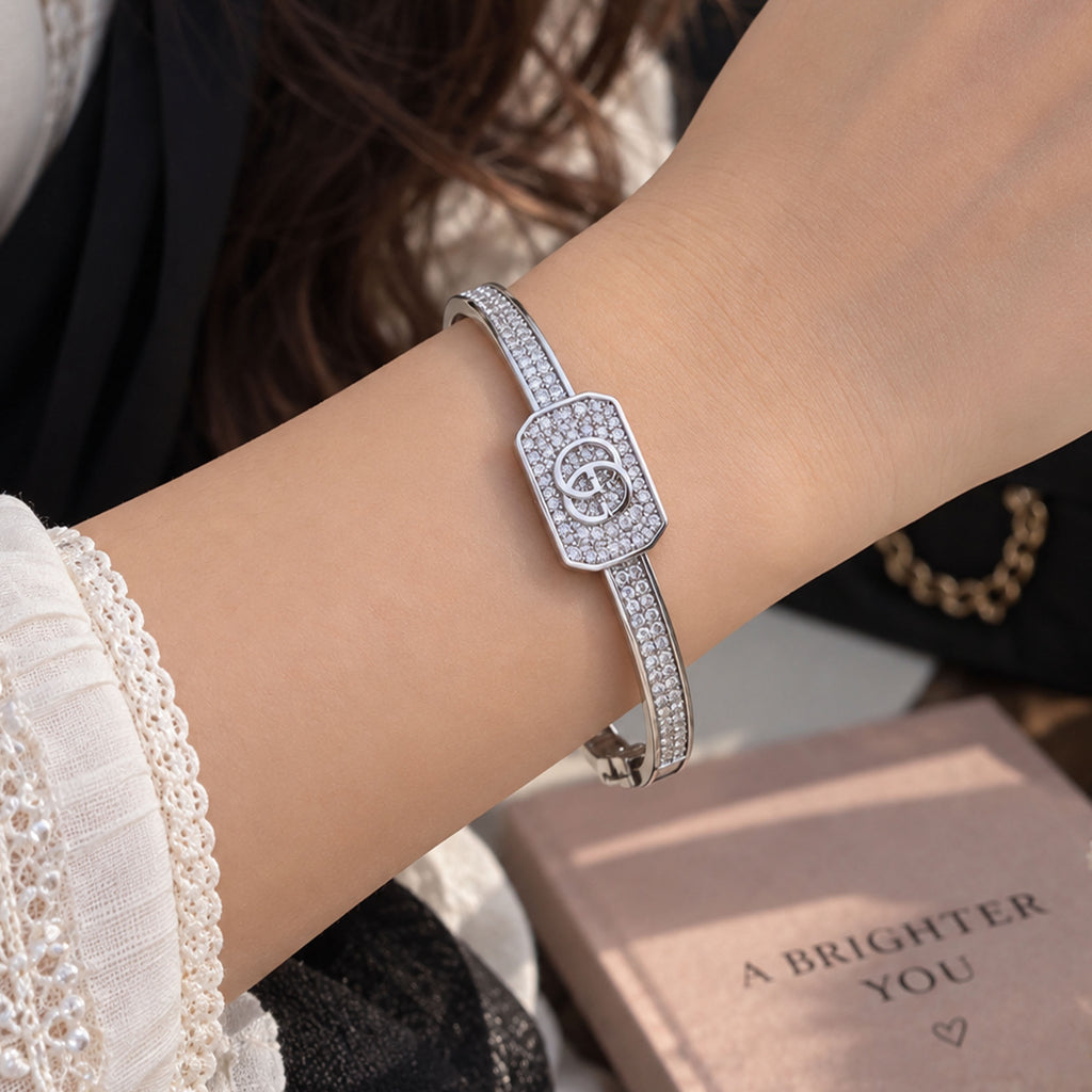 Interlocking Logo Pave Cuff Adjustable Bracelet SL_ BR 007