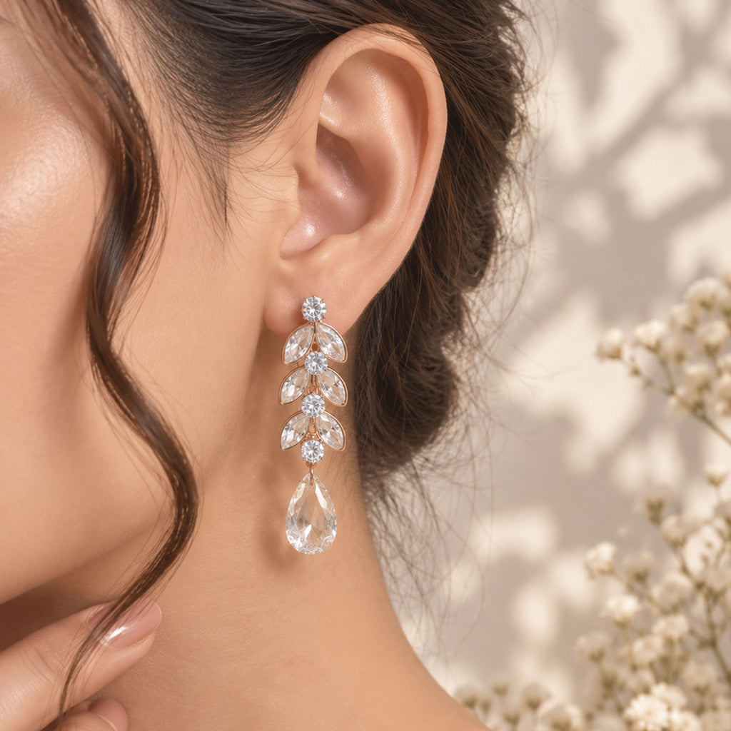 Ottoman Crystal Vine Drop Earrings GD_ ER 002