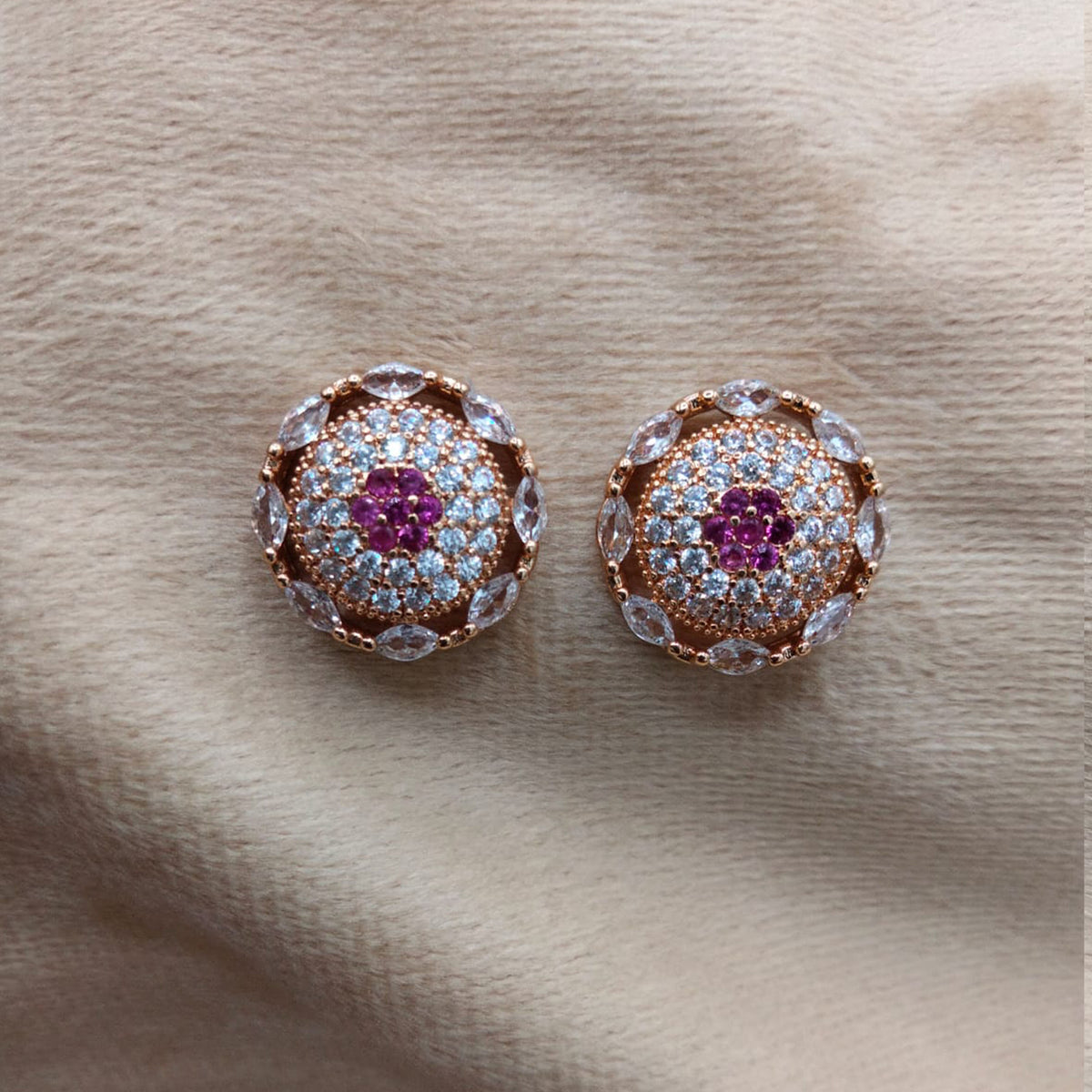 Royal Ottoman Ruby Halo Studs GD_ ER 005