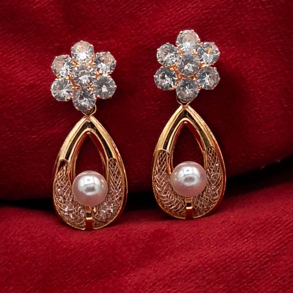 Royal Ottoman Teardrop Pearl Drop Earrings GD_ ER 007