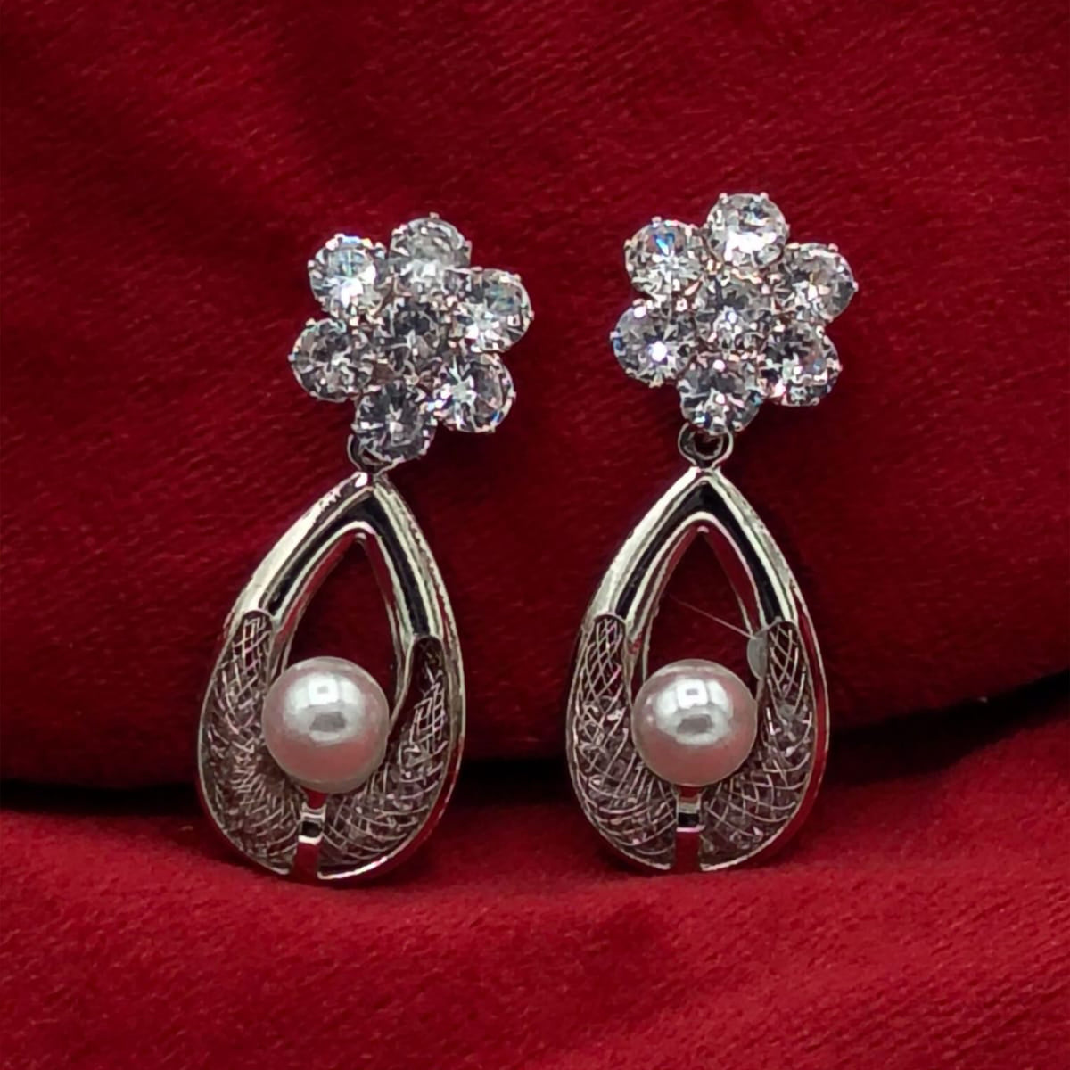 Royal Ottoman Teardrop Pearl Drop Earrings GD_ ER 007