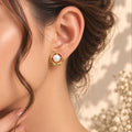 Venezia Golden Pearl Orbit Studs GD_ ER 008