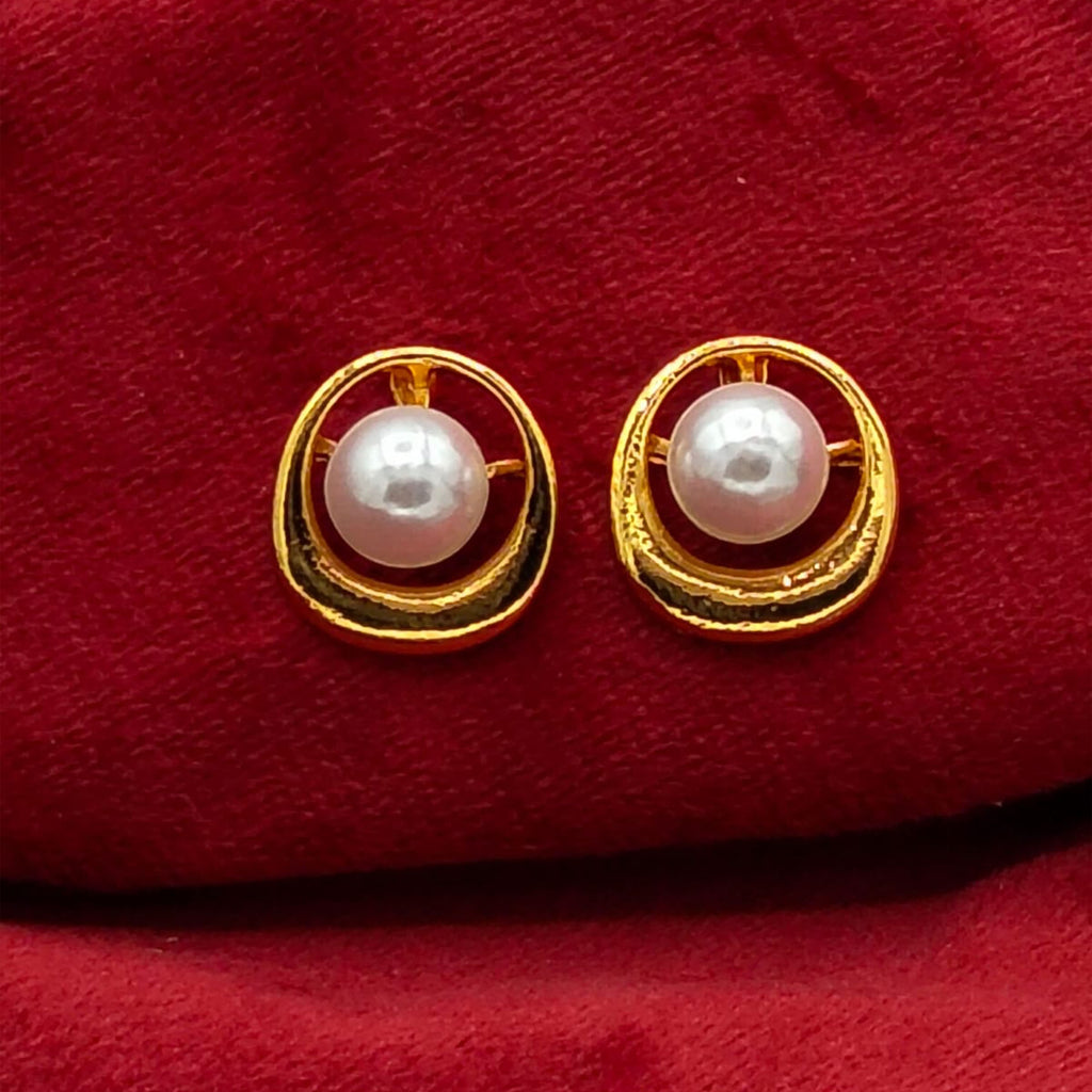 Venezia Golden Pearl Orbit Studs GD_ ER 008