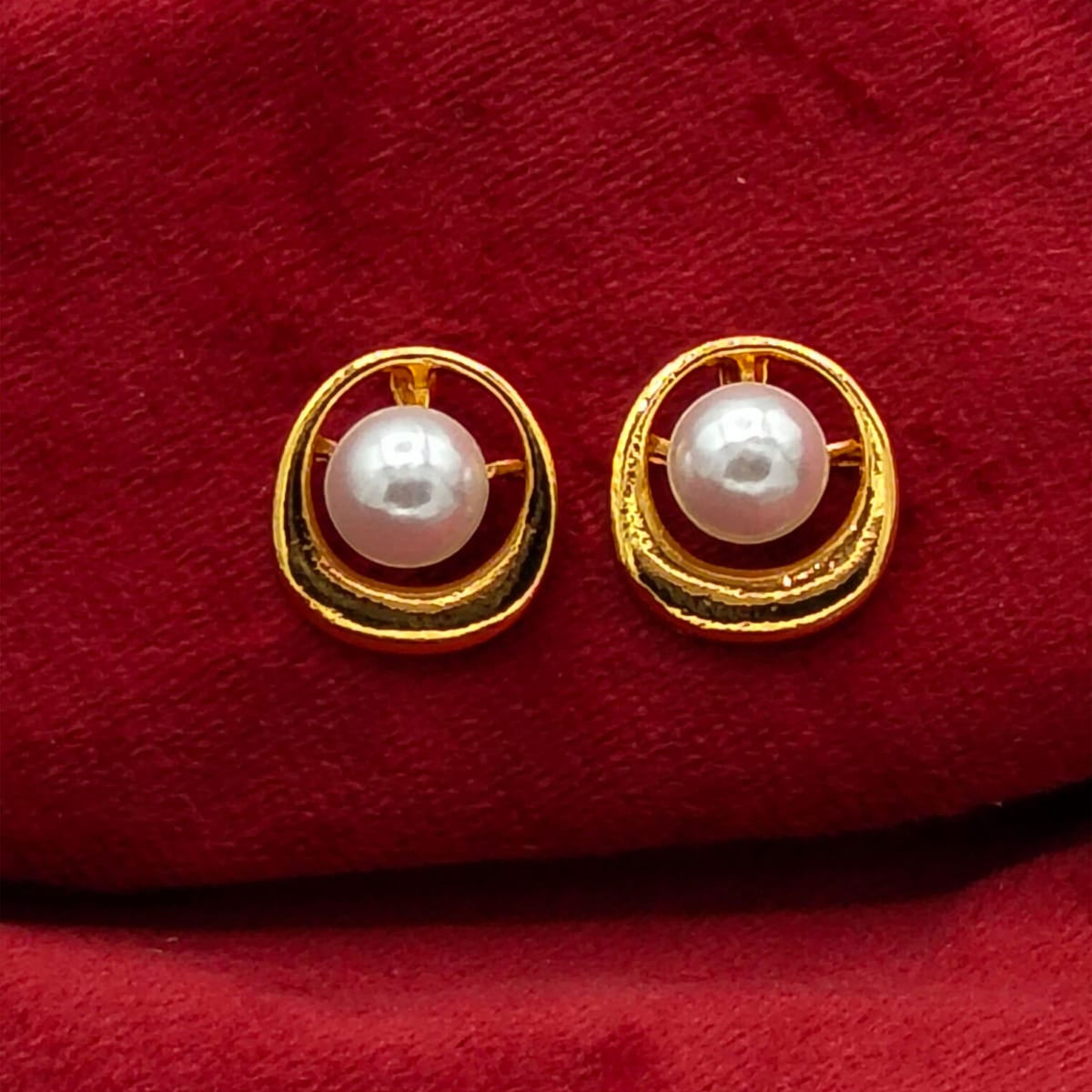 Venezia Golden Pearl Orbit Studs GD_ ER 008