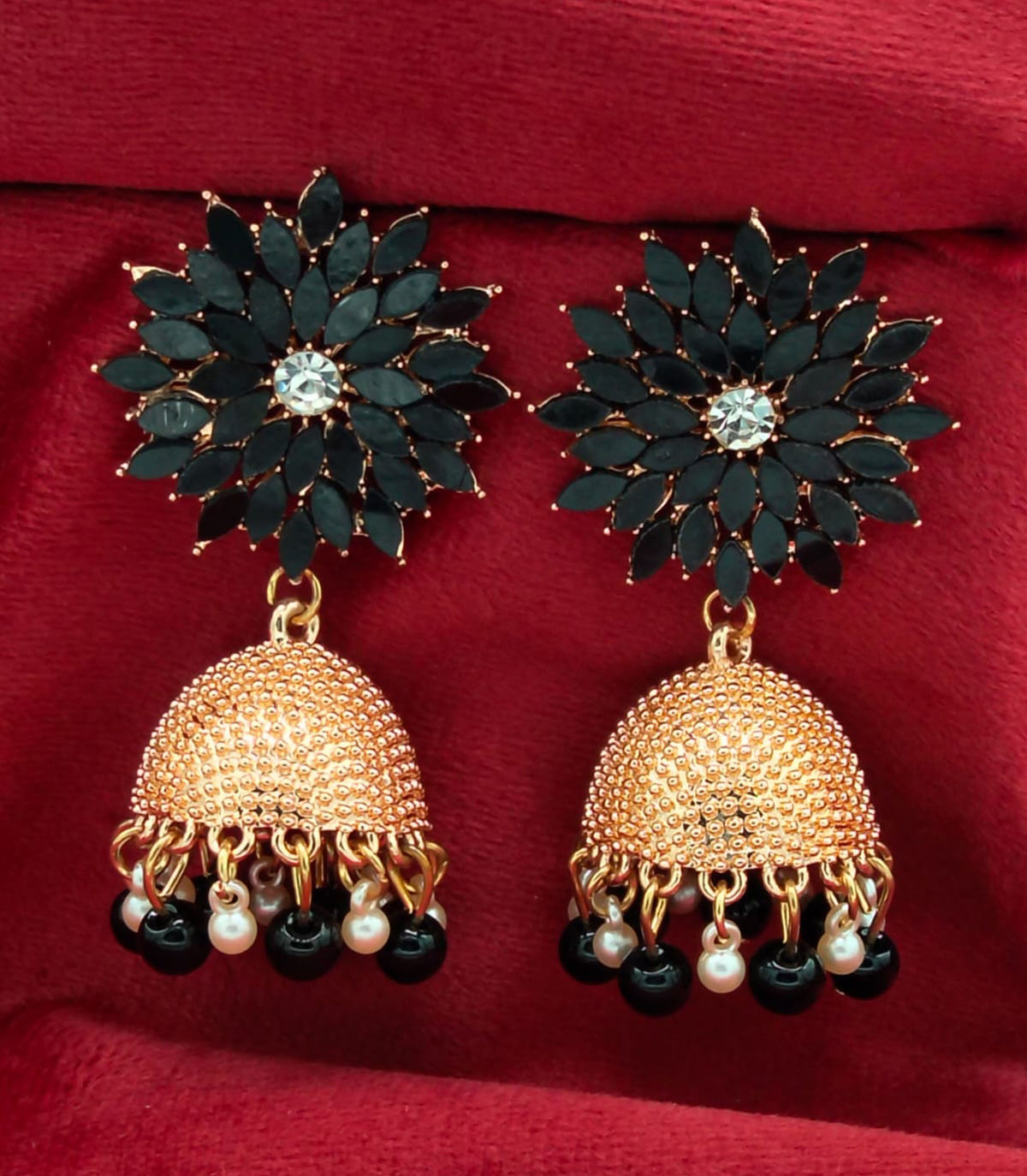Sultanah White Blossom Textured Jhumka Earrings GD_ ER 011