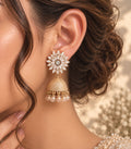 Sultanah White Blossom Textured Jhumka Earrings GD_ ER 011