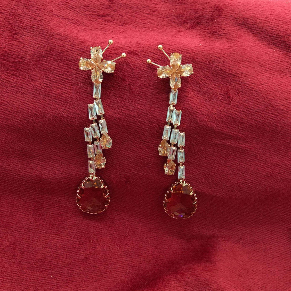 Victorian Amber Teardrop Earrings GD_ ER 018