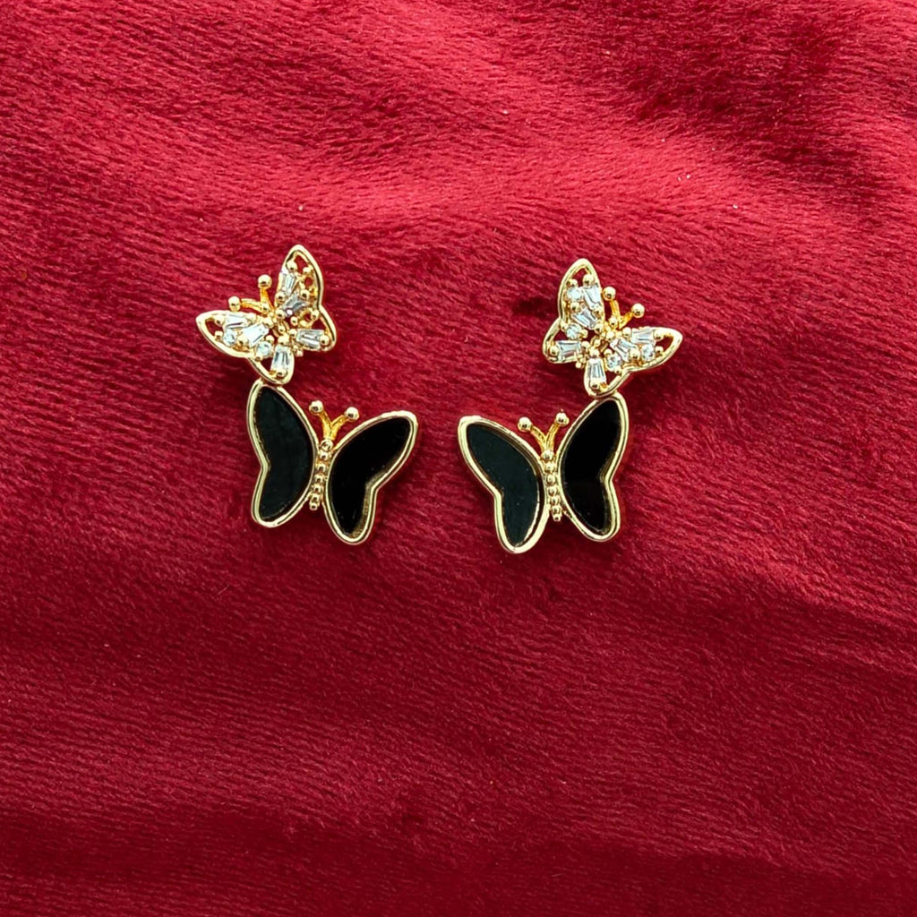 Obsidian Flutter Butterfly Stud Earrings GD_ ER 020