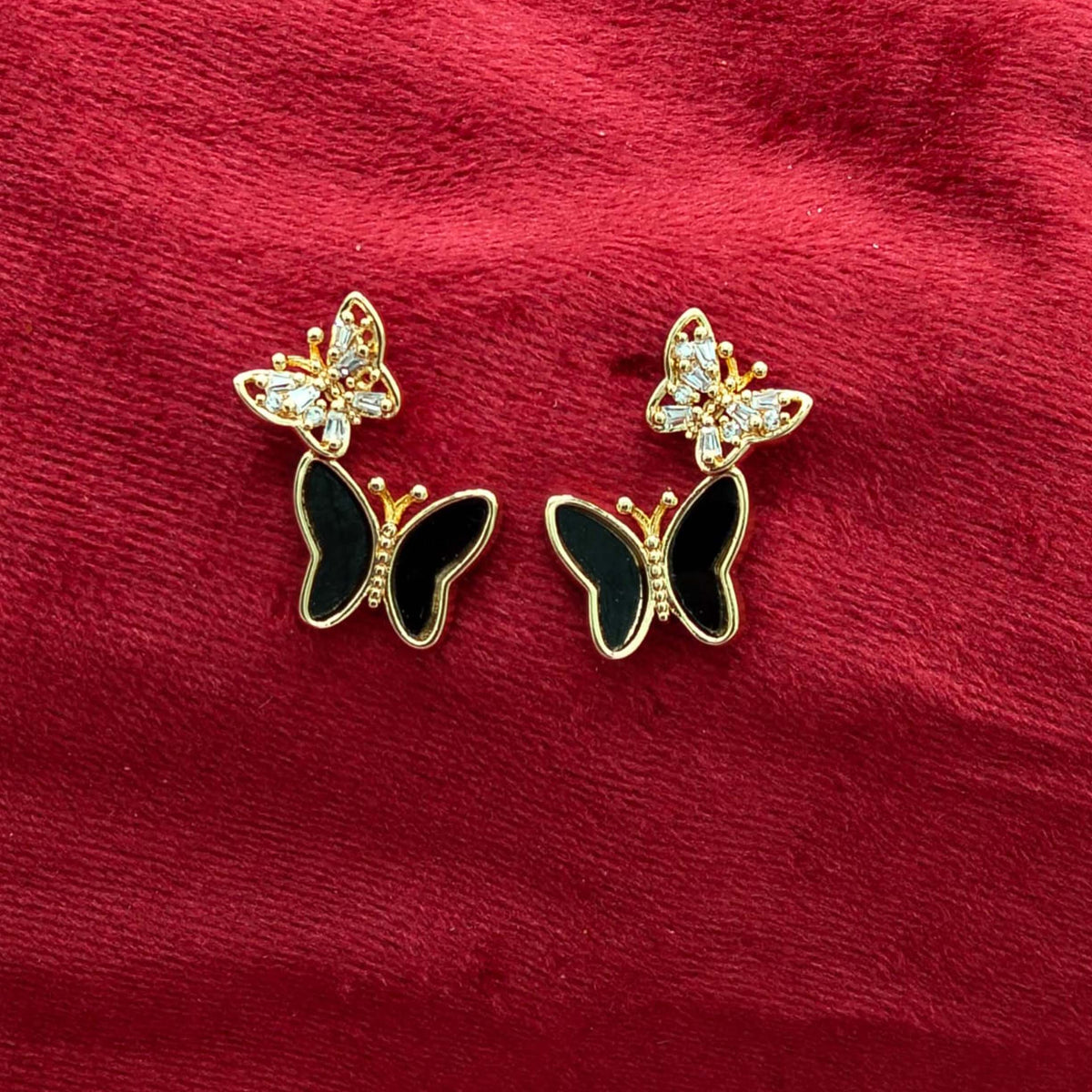 Obsidian Flutter Butterfly Stud Earrings GD_ ER 020