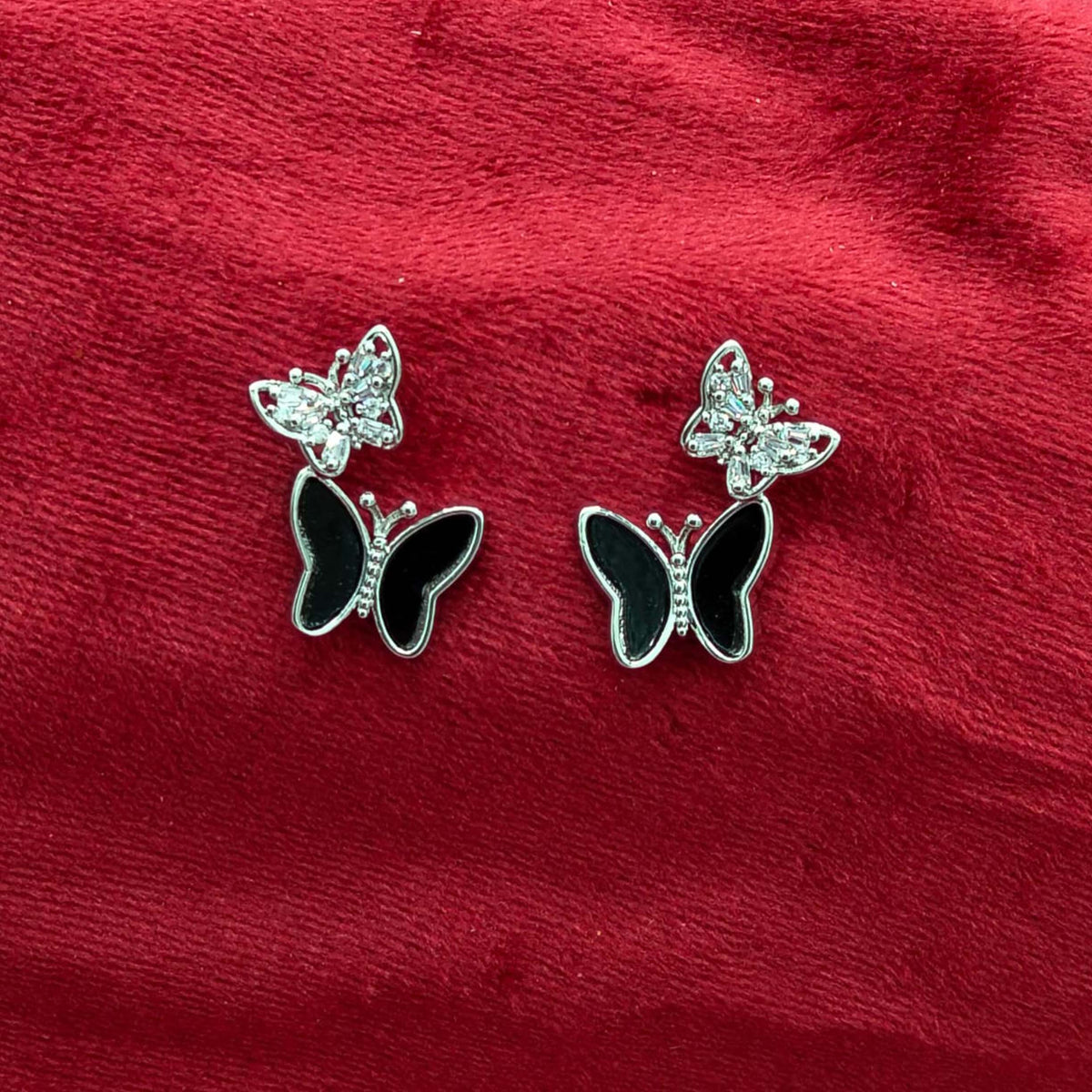 Obsidian Flutter Butterfly Stud Earrings GD_ ER 020