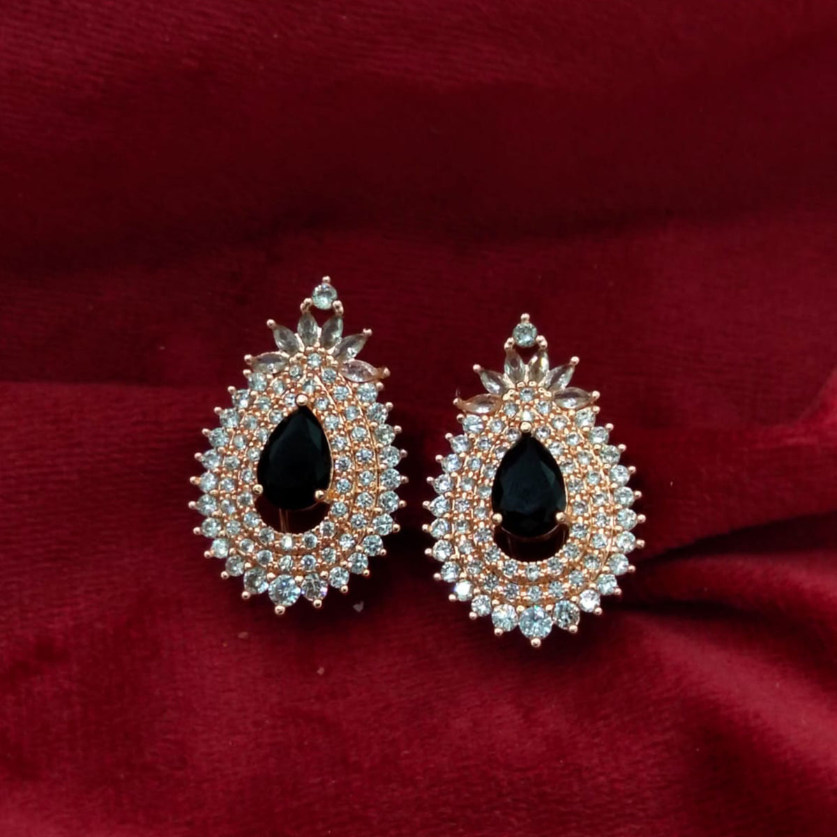 Regal Sapphire Teardrop Stud Earrings GD_ ER 021