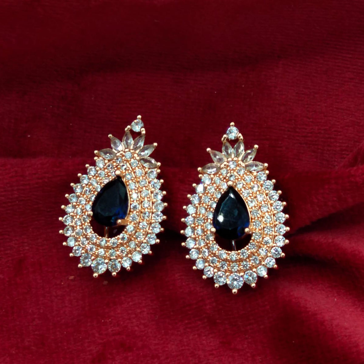 Regal Sapphire Teardrop Stud Earrings GD_ ER 021